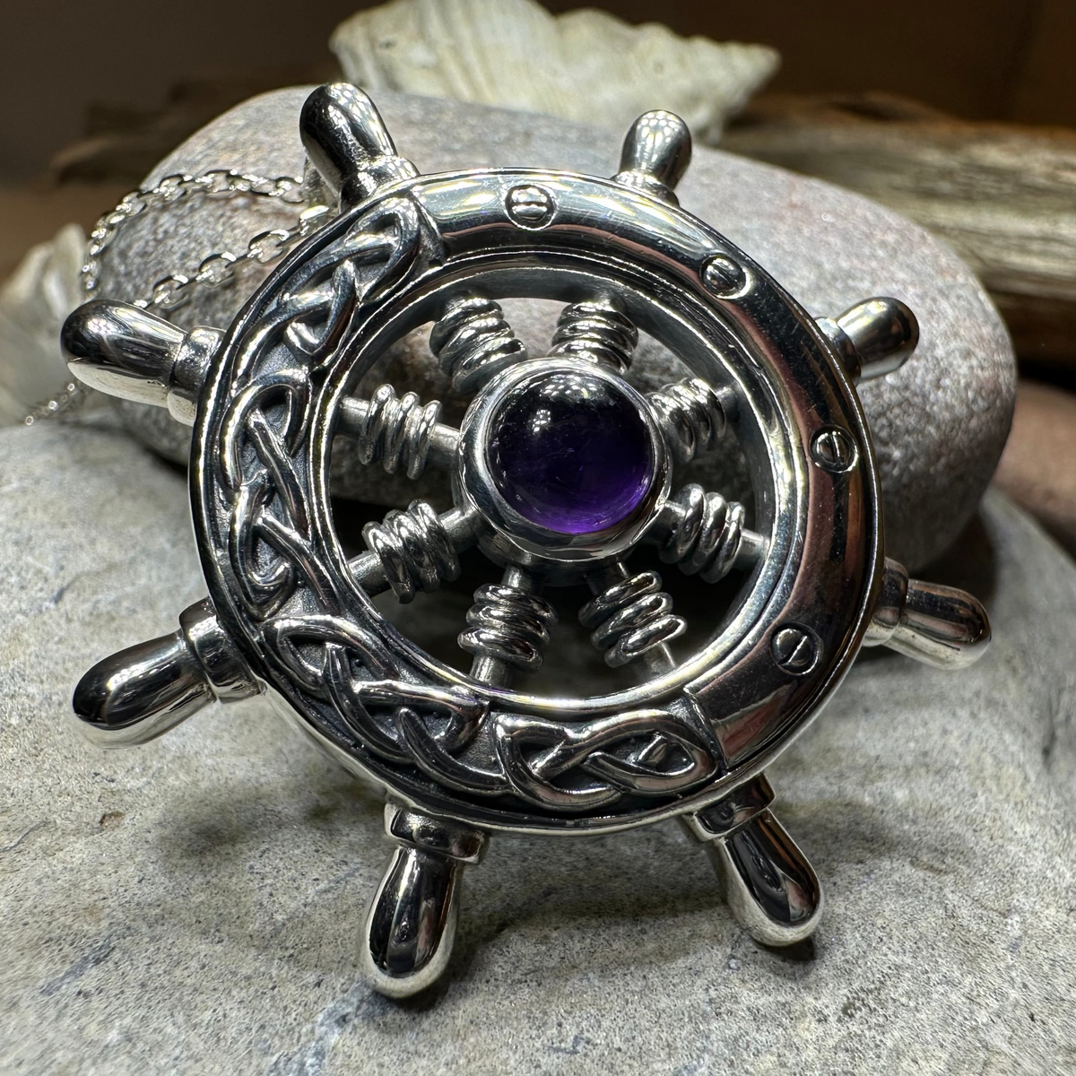 Keswick Celtic Ship's Wheel Necklace in Sterling Silver | Pendant | Wiccan Center