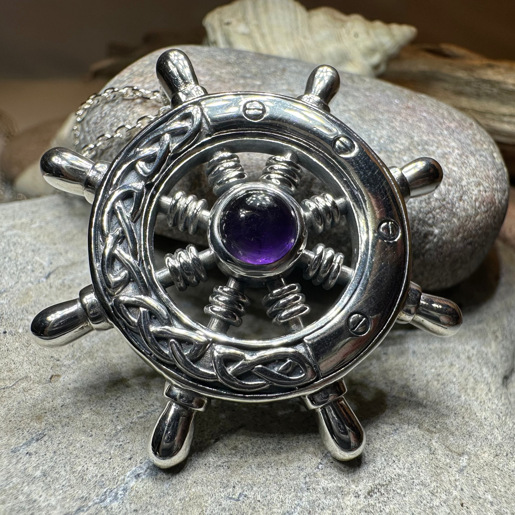 Keswick Celtic Ship's Wheel Necklace in Sterling Silver | Pendant | Wiccan Center