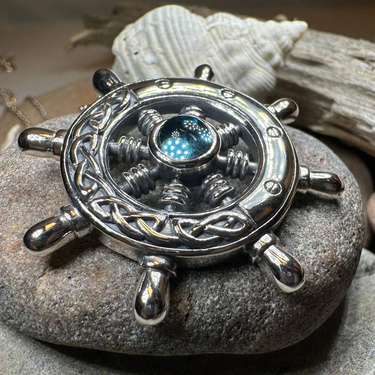 Keswick Celtic Ship's Wheel Necklace in Sterling Silver | Pendant | Wiccan Center
