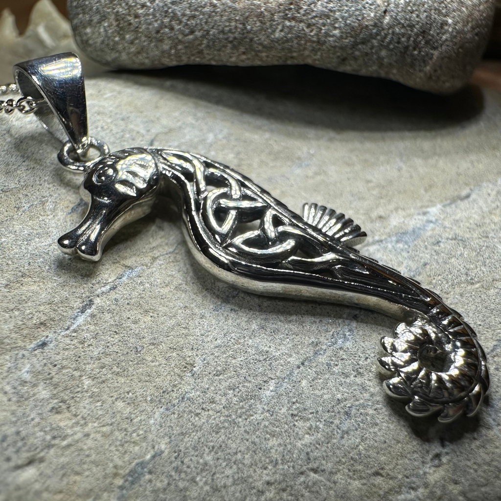 Serendipity Celtic Seahorse Necklace in Sterling Silver | Pendant | Wiccan Center
