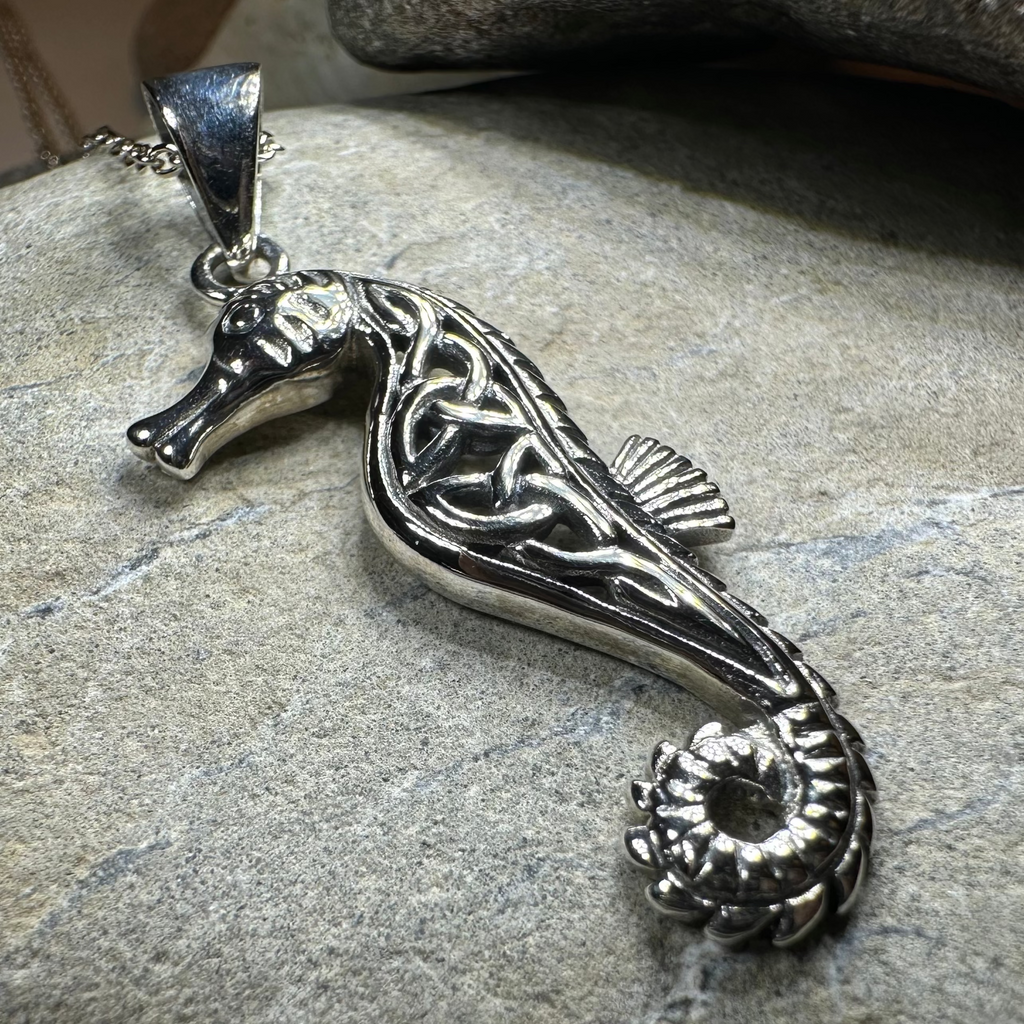 Serendipity Celtic Seahorse Necklace in Sterling Silver | Pendant | Wiccan Center