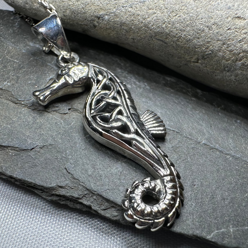 Serendipity Celtic Seahorse Necklace in Sterling Silver | Pendant | Wiccan Center