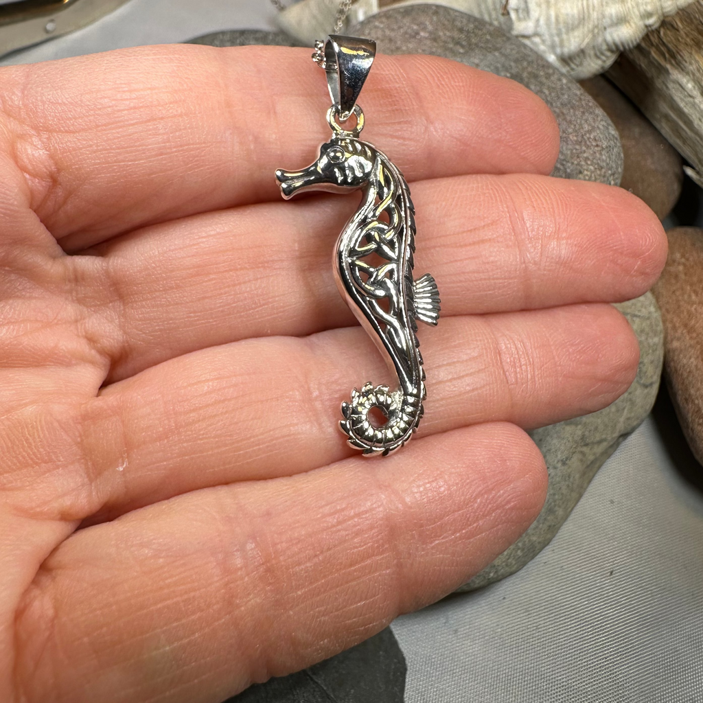 Serendipity Celtic Seahorse Necklace in Sterling Silver | Pendant | Wiccan Center