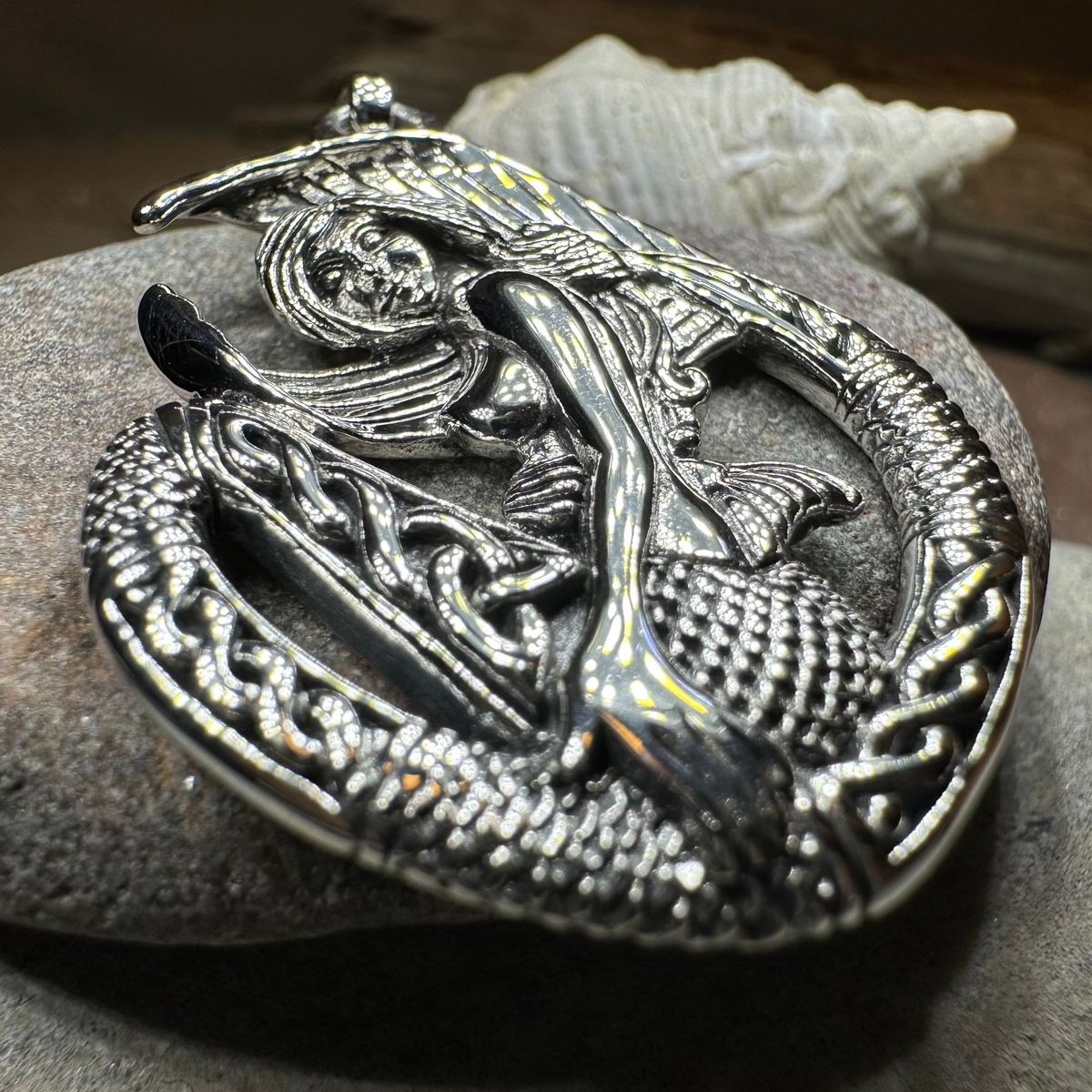 Ireland Celtic Mermaid Necklace in Sterling Silver | Pendant | Wiccan Center