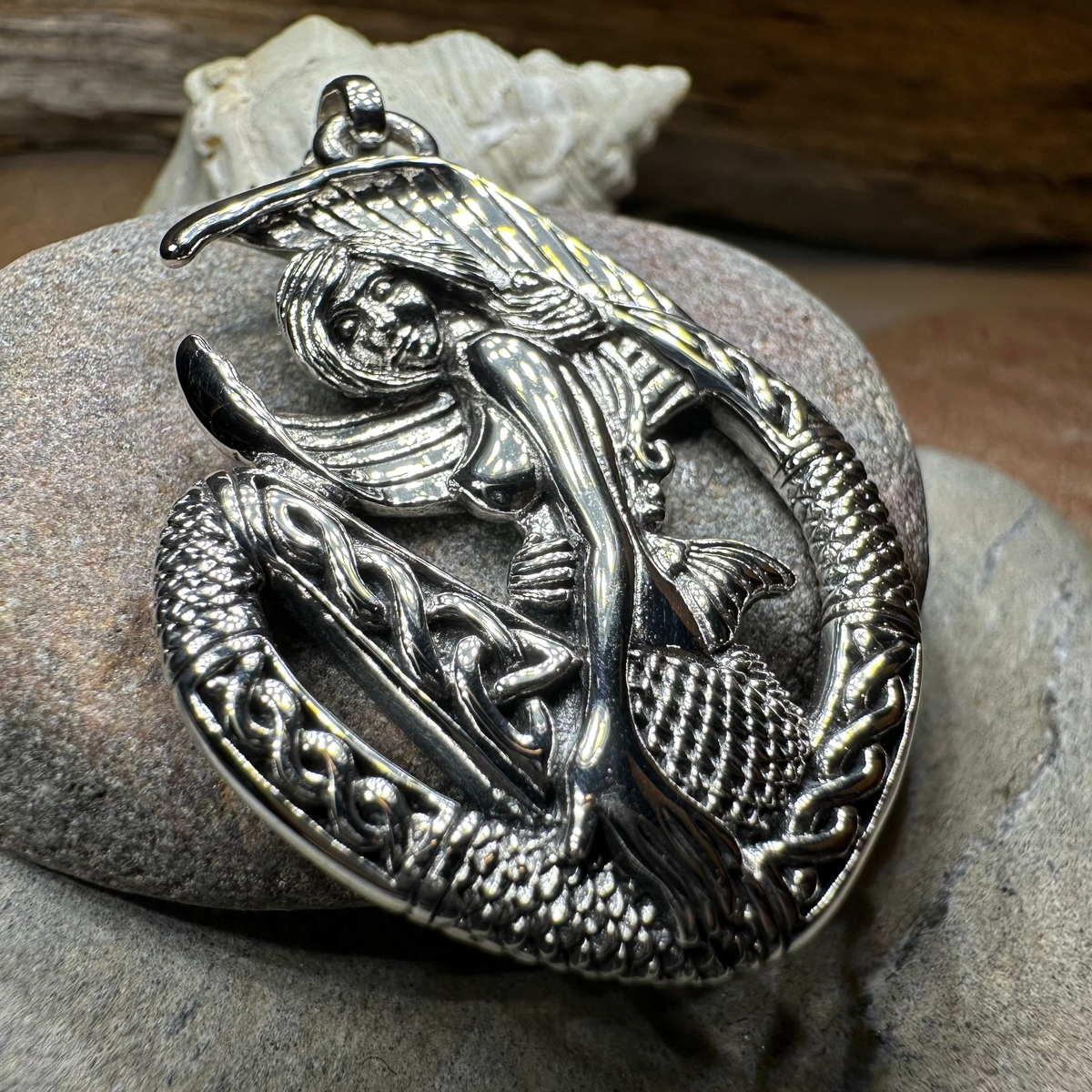 Ireland Celtic Mermaid Necklace in Sterling Silver | Pendant | Wiccan Center
