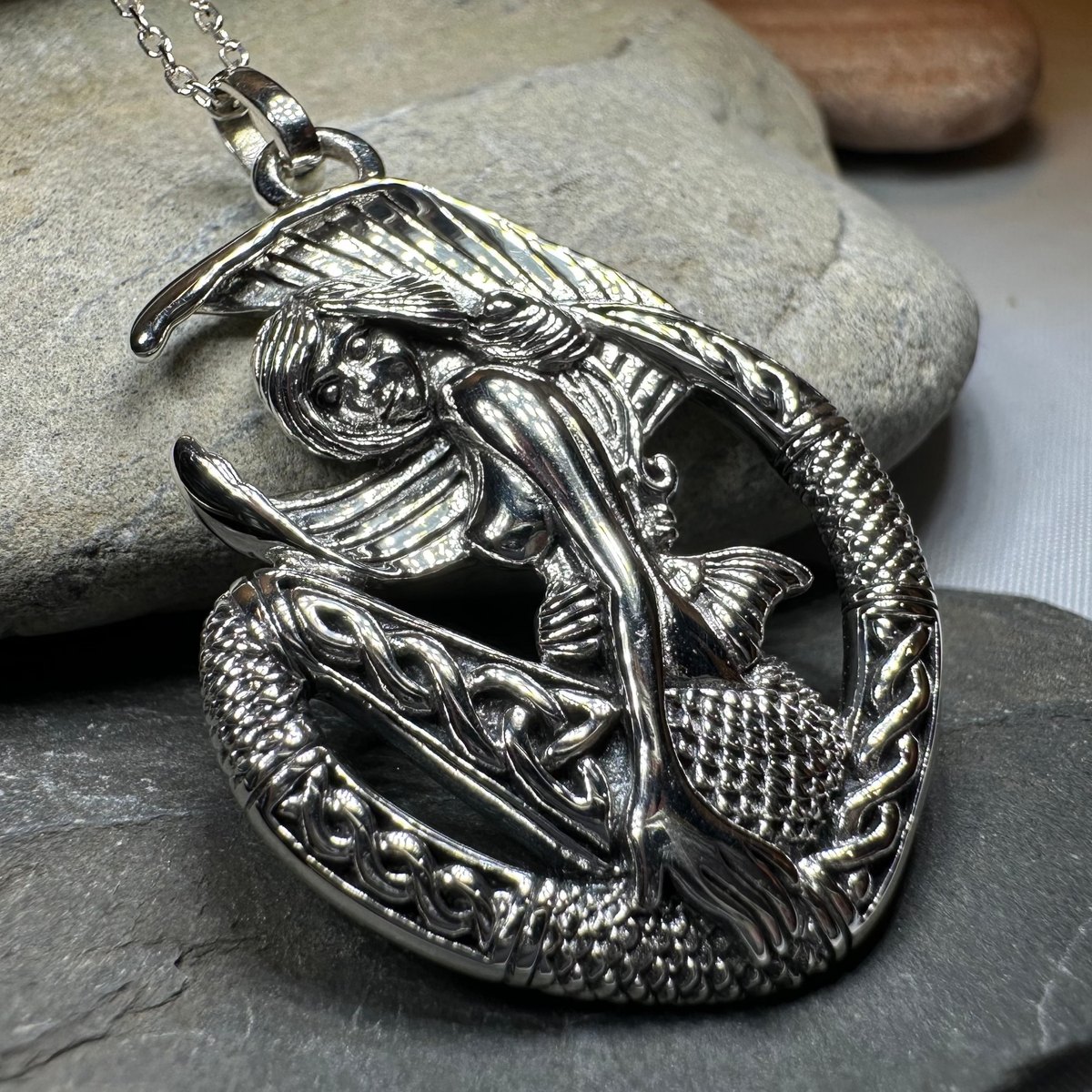 Ireland Celtic Mermaid Necklace in Sterling Silver | Pendant | Wiccan Center