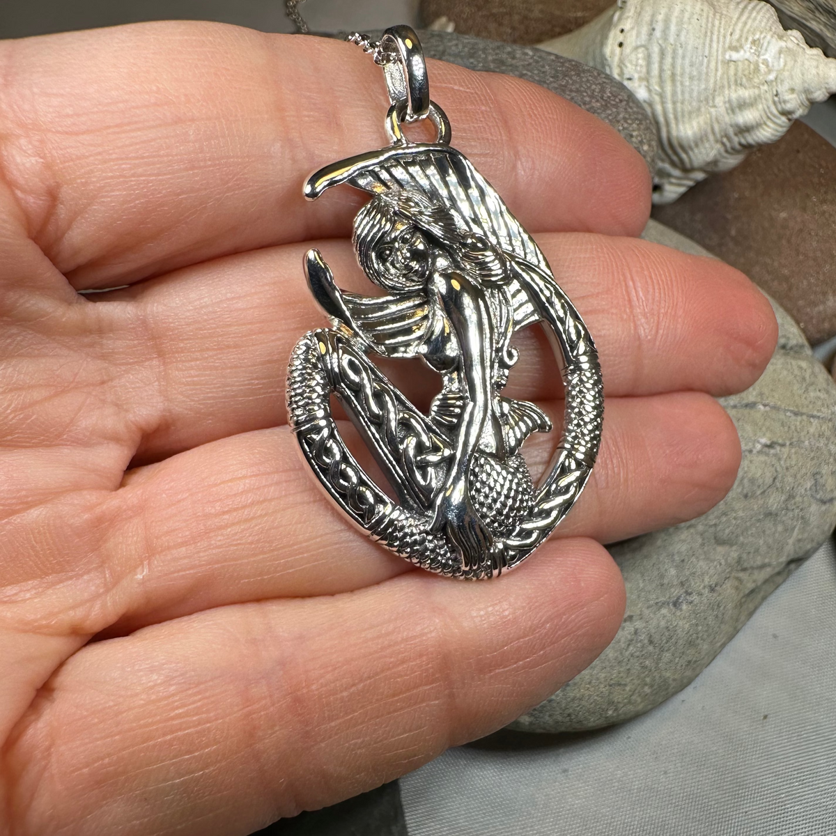 Ireland Celtic Mermaid Necklace in Sterling Silver | Pendant | Wiccan Center