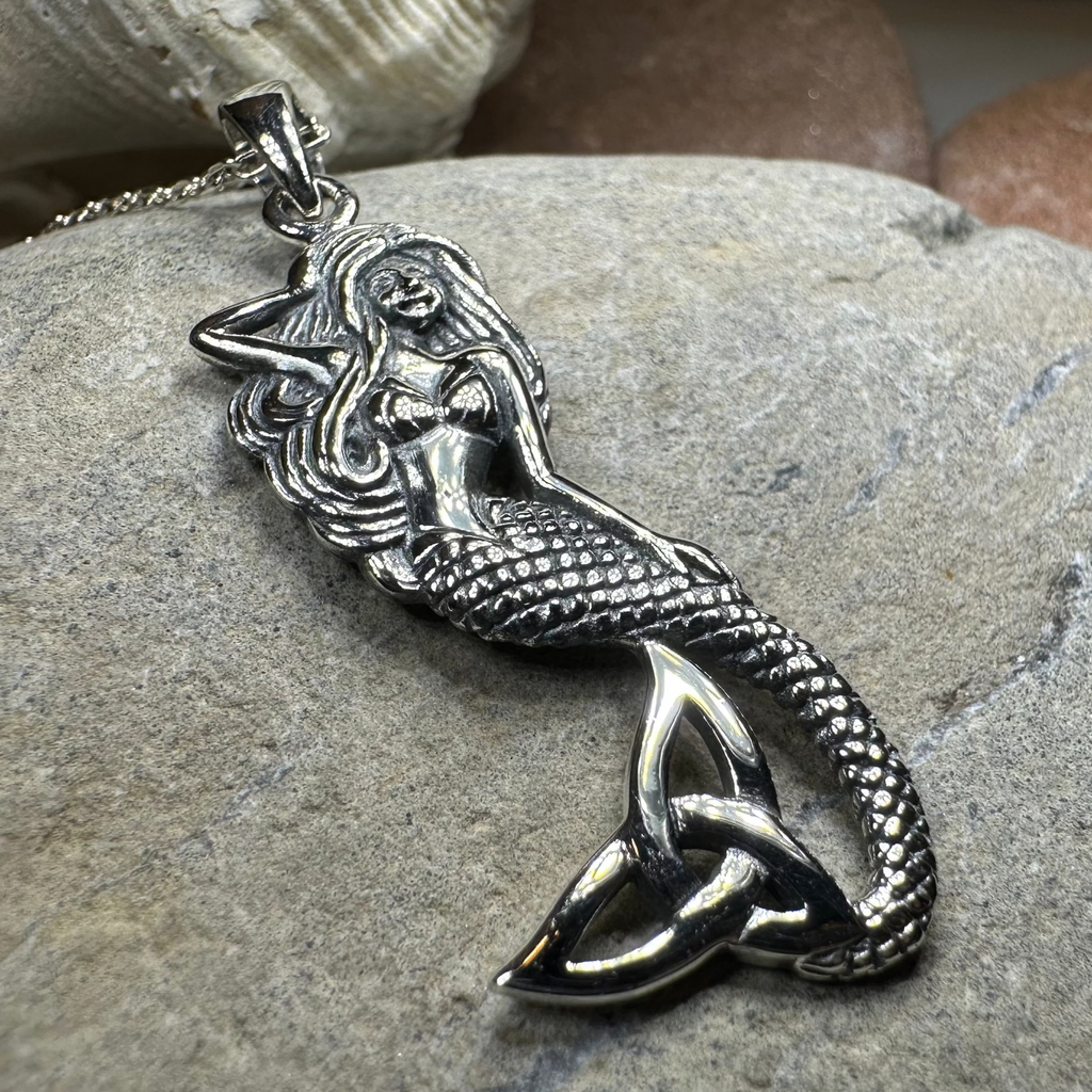 Celtic Trinity Knot Mermaid Necklace in Sterling Silver | Pendant | Wiccan Center