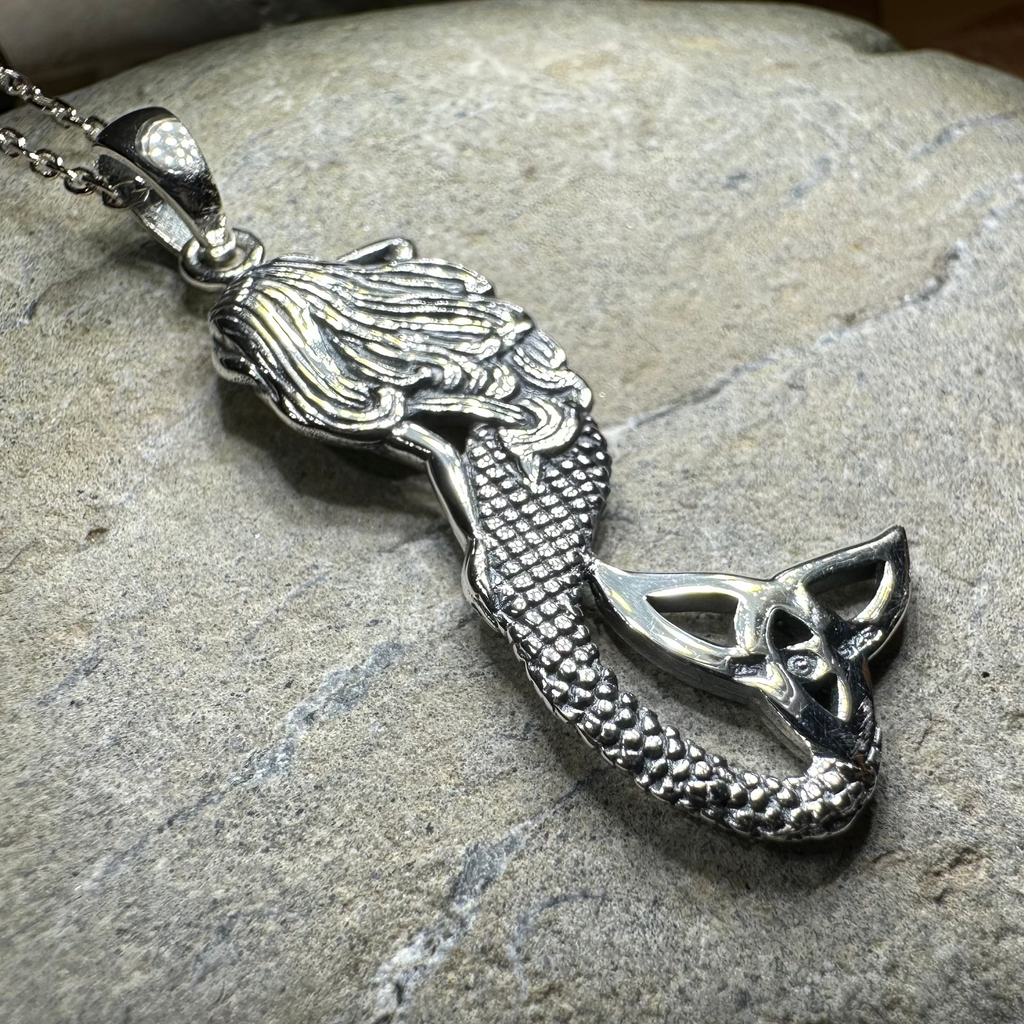Celtic Trinity Knot Mermaid Necklace in Sterling Silver | Pendant | Wiccan Center