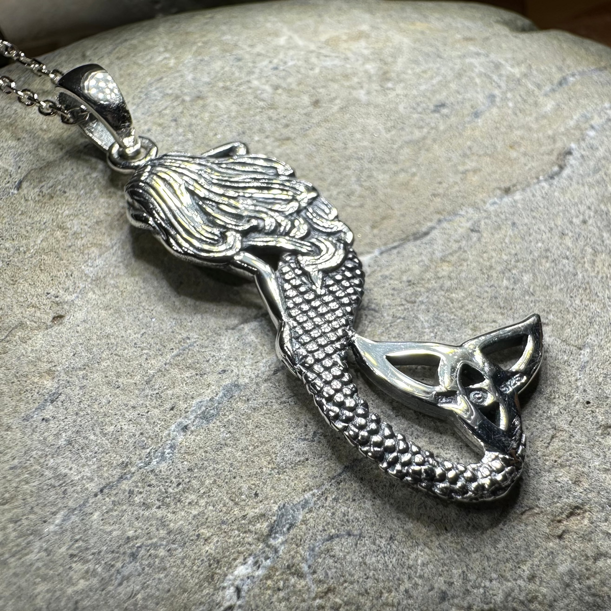 Celtic Trinity Knot Mermaid Necklace in Sterling Silver | Pendant | Wiccan Center