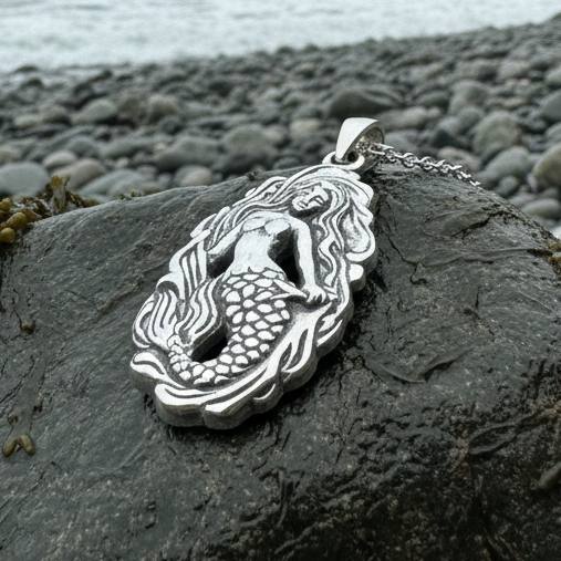 Under the Sea Beachy Mermaid Necklace in Sterling Silver | Pendant | Wiccan Center