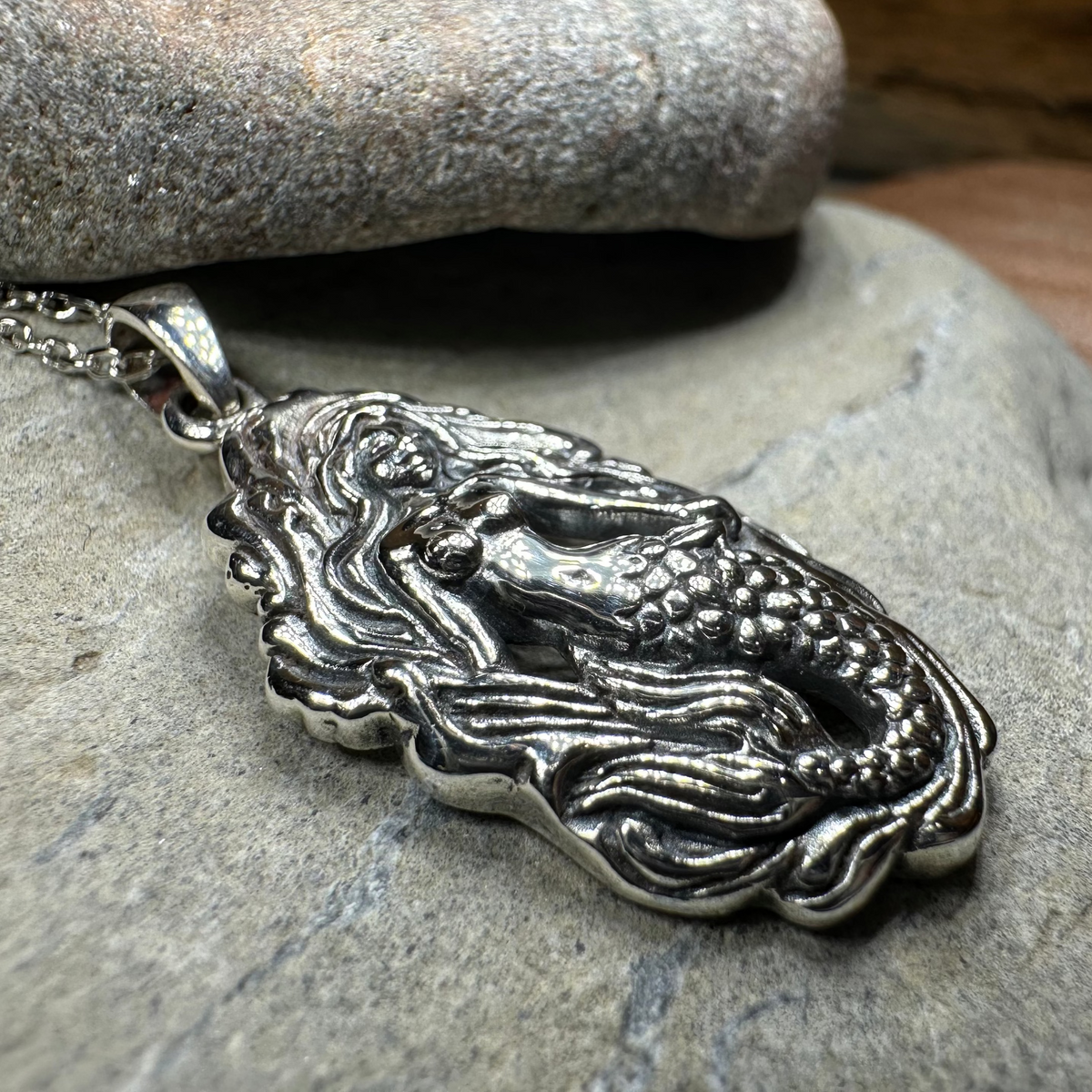 Under the Sea Beachy Mermaid Necklace in Sterling Silver | Pendant | Wiccan Center