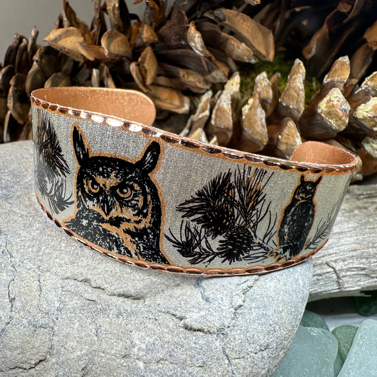 Mystical Owl Copper Cuff Bracelet | Bracelet | Wiccan Center
