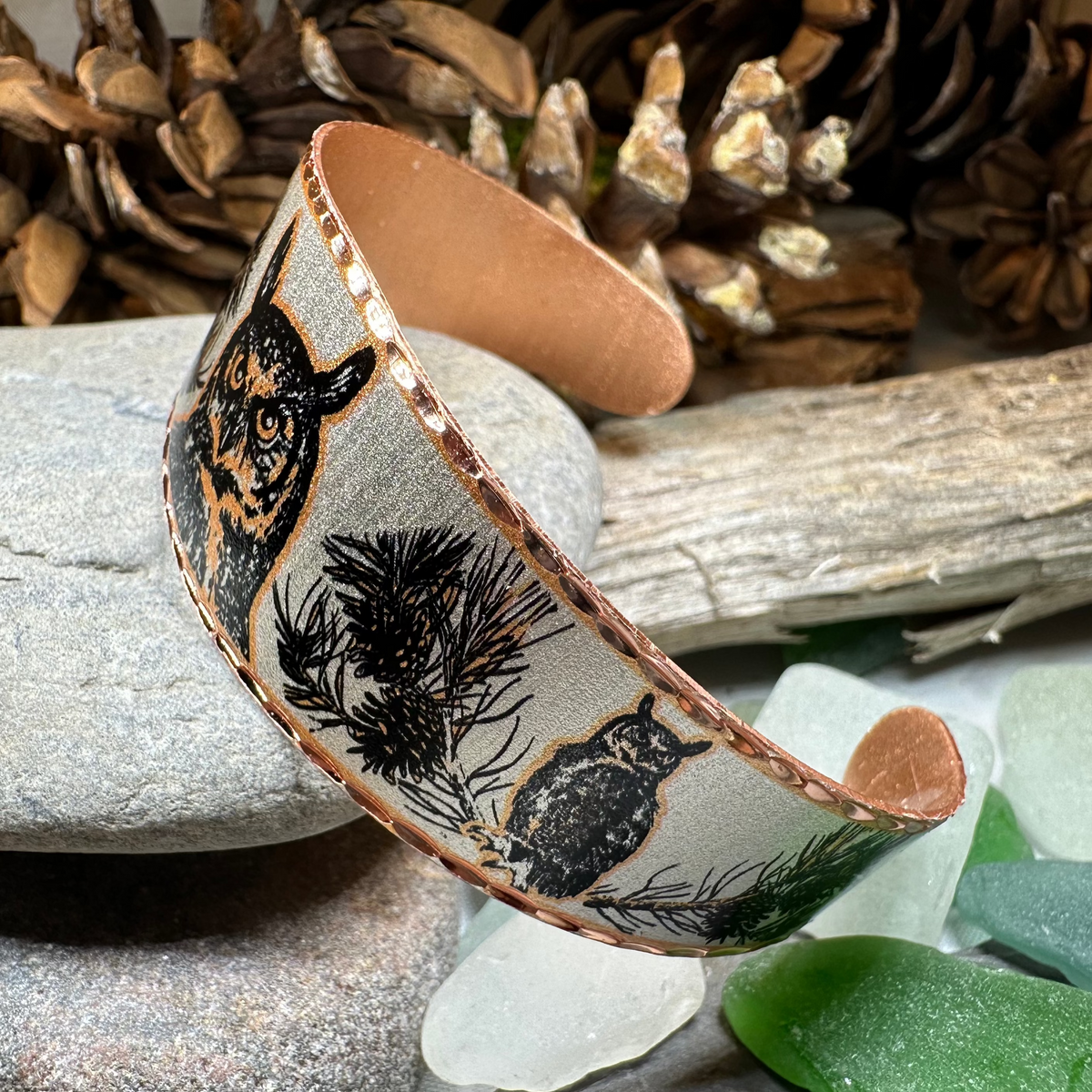 Mystical Owl Copper Cuff Bracelet | Bracelet | Wiccan Center