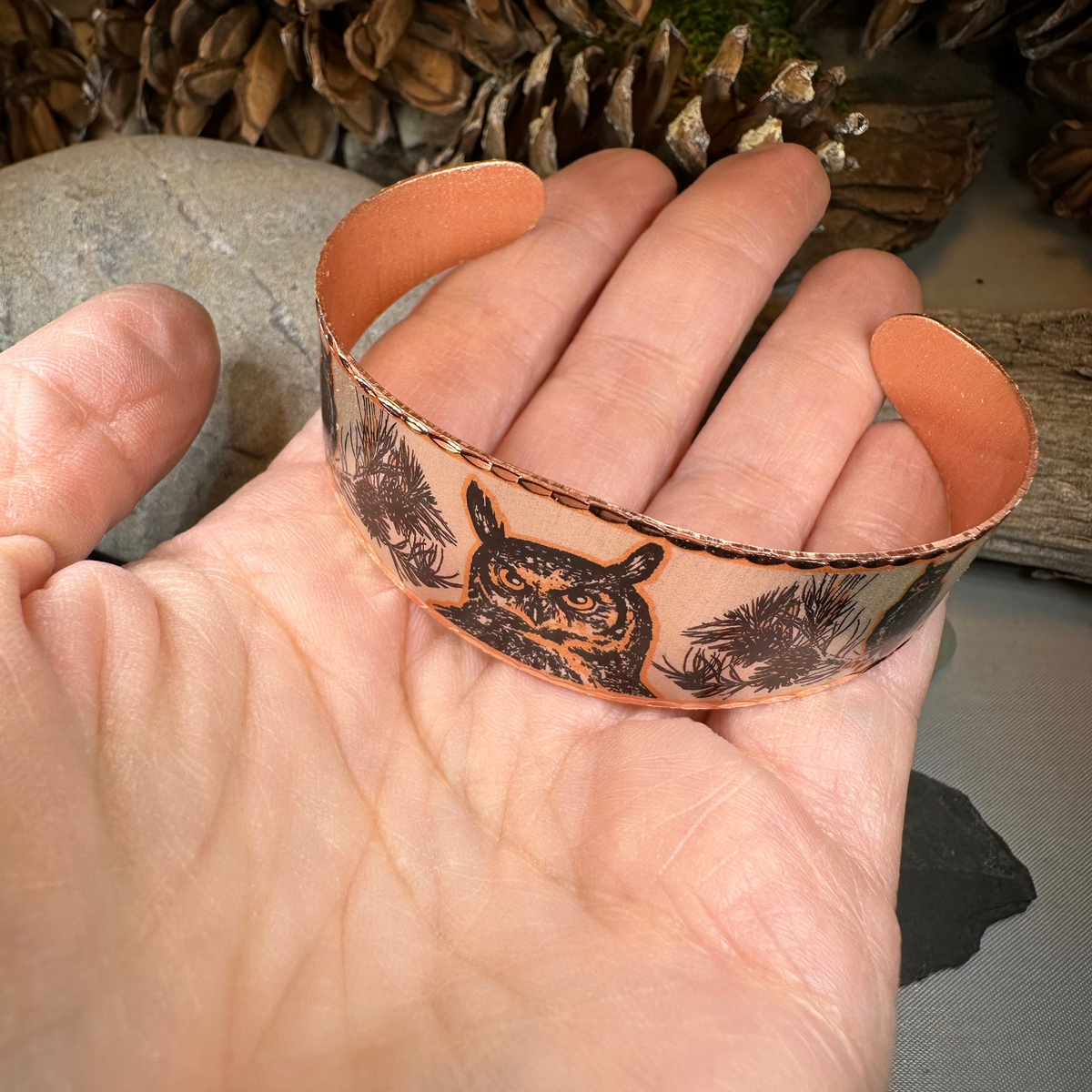 Mystical Owl Copper Cuff Bracelet | Bracelet | Wiccan Center