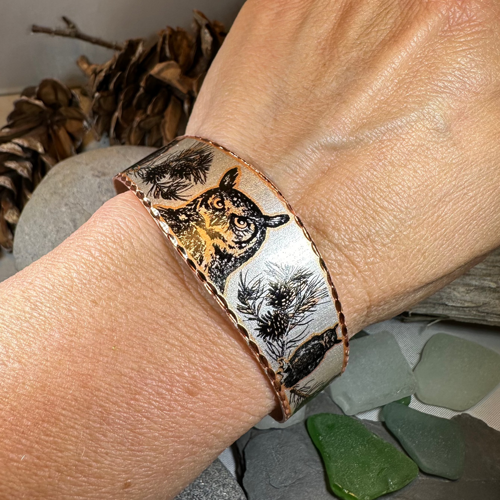 Mystical Owl Copper Cuff Bracelet | Bracelet | Wiccan Center