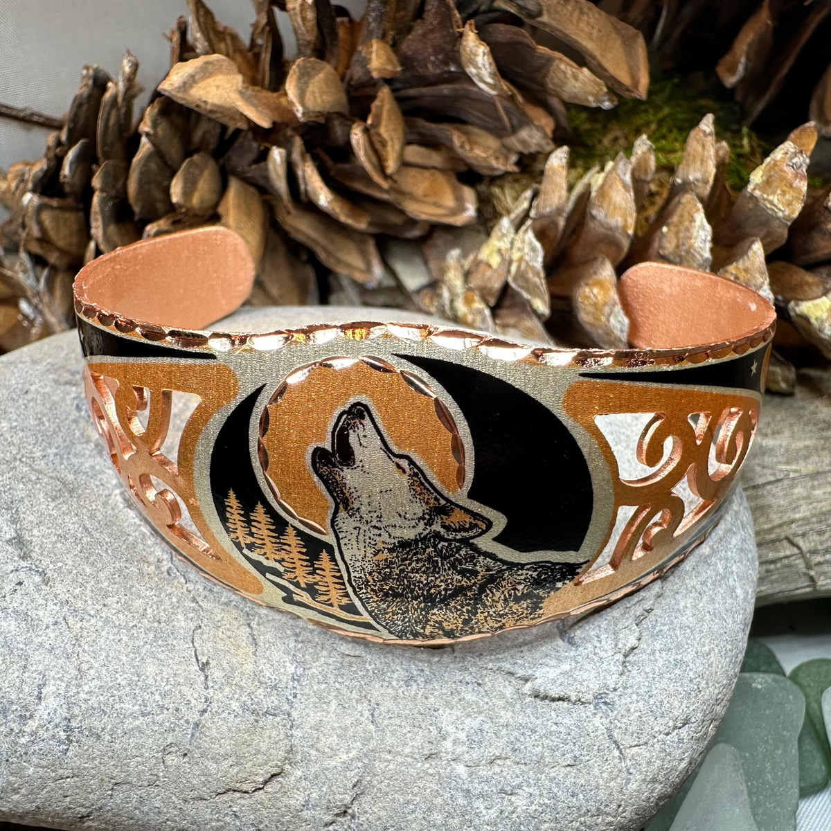 Wolf Spirit Copper Cuff Bracelet