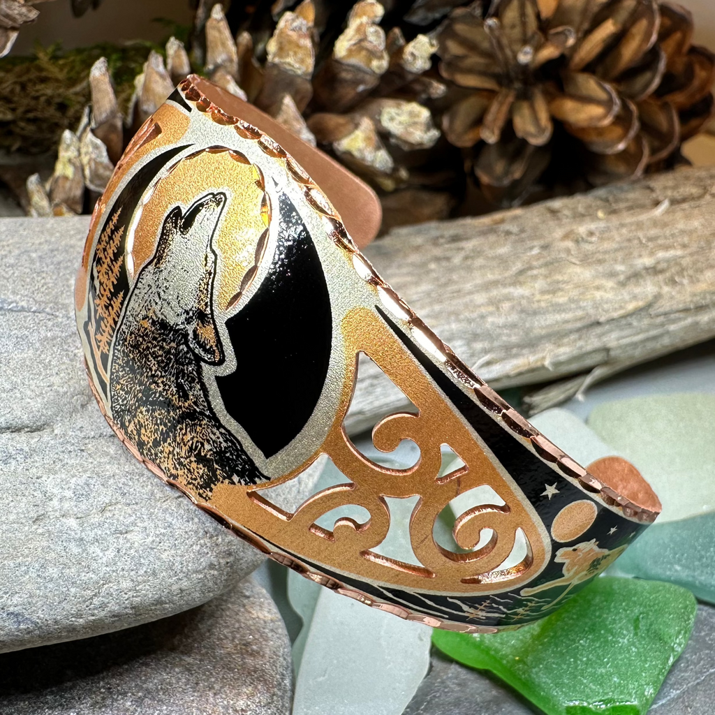 Wolf Spirit Copper Cuff Bracelet | Bracelet | Wiccan Center
