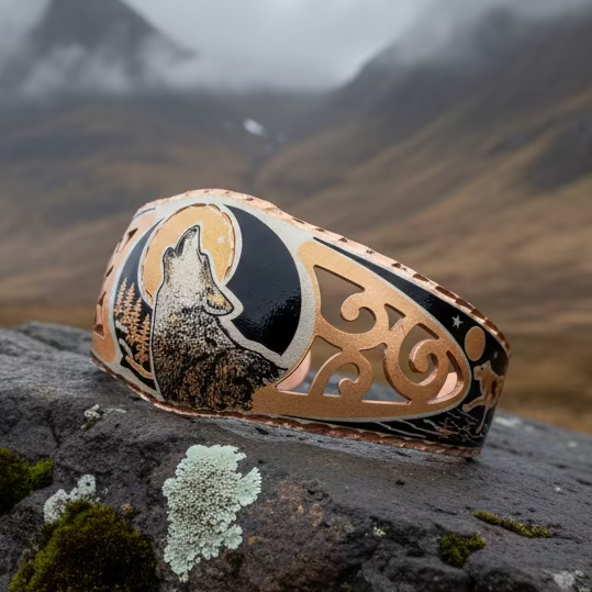 Wolf Spirit Copper Cuff Bracelet