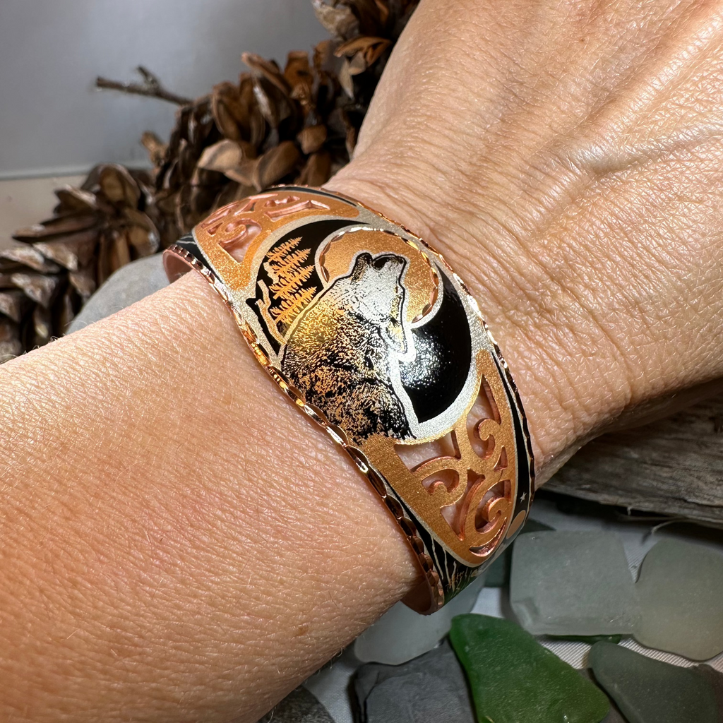 Wolf Spirit Copper Cuff Bracelet | Bracelet | Wiccan Center