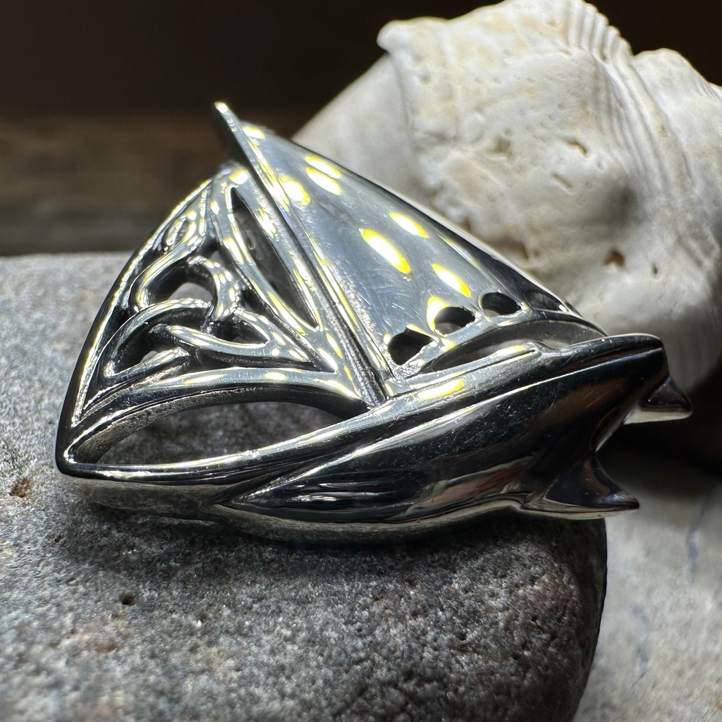 Celtic Sailboat Necklace in Sterling Silver | Pendant | Wiccan Center