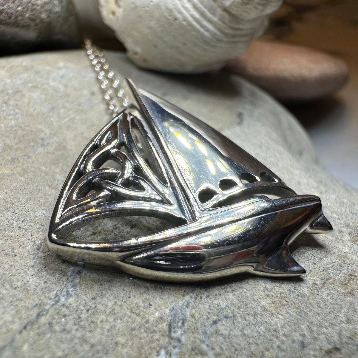 Celtic Sailboat Necklace in Sterling Silver | Pendant | Wiccan Center
