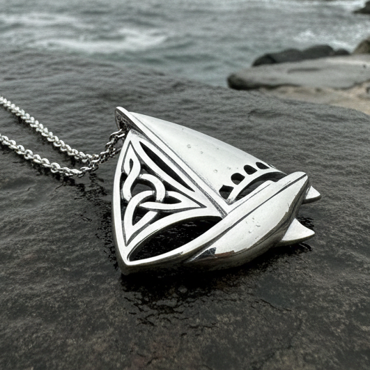 Celtic Sailboat Necklace in Sterling Silver | Pendant | Wiccan Center