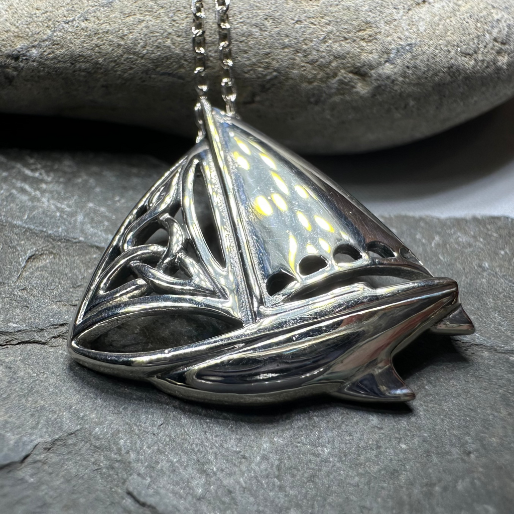 Celtic Sailboat Necklace in Sterling Silver | Pendant | Wiccan Center