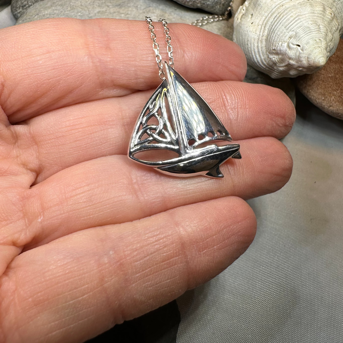 Celtic Sailboat Necklace in Sterling Silver | Pendant | Wiccan Center