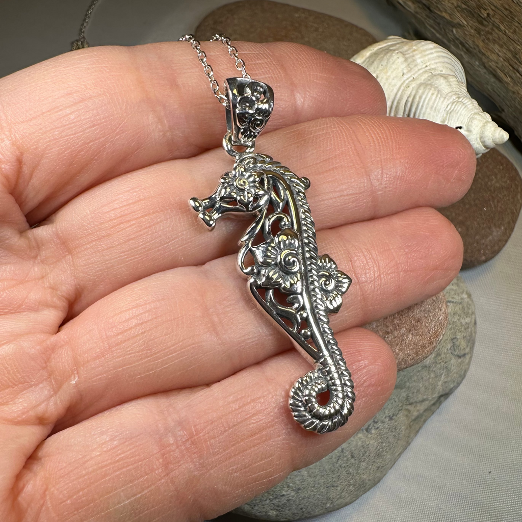 Blooming Seahorse Necklace | Pendant | Wiccan Center