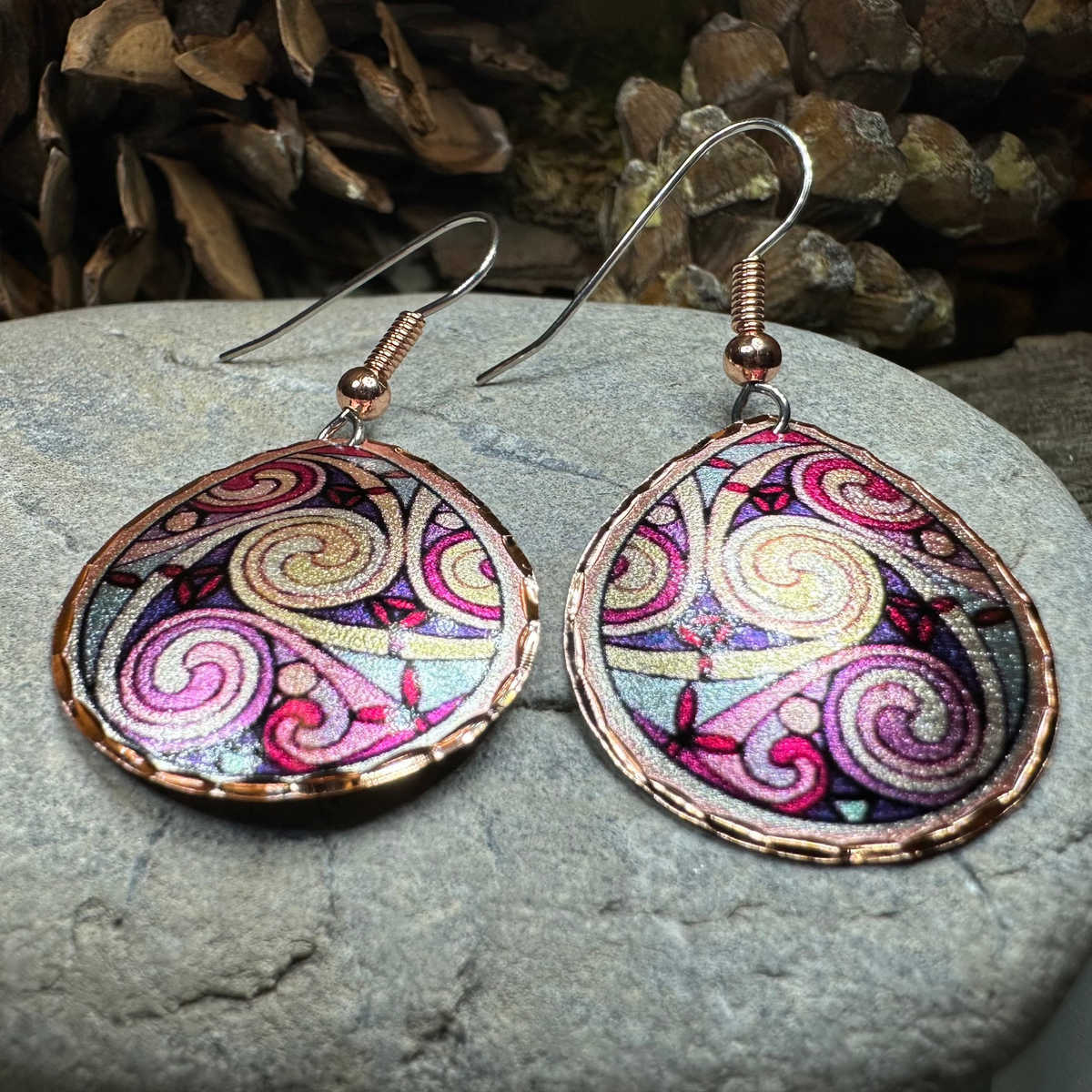 Firestorm Celtic Spiral Copper Earrings | Dangle Earrings | Wiccan Center