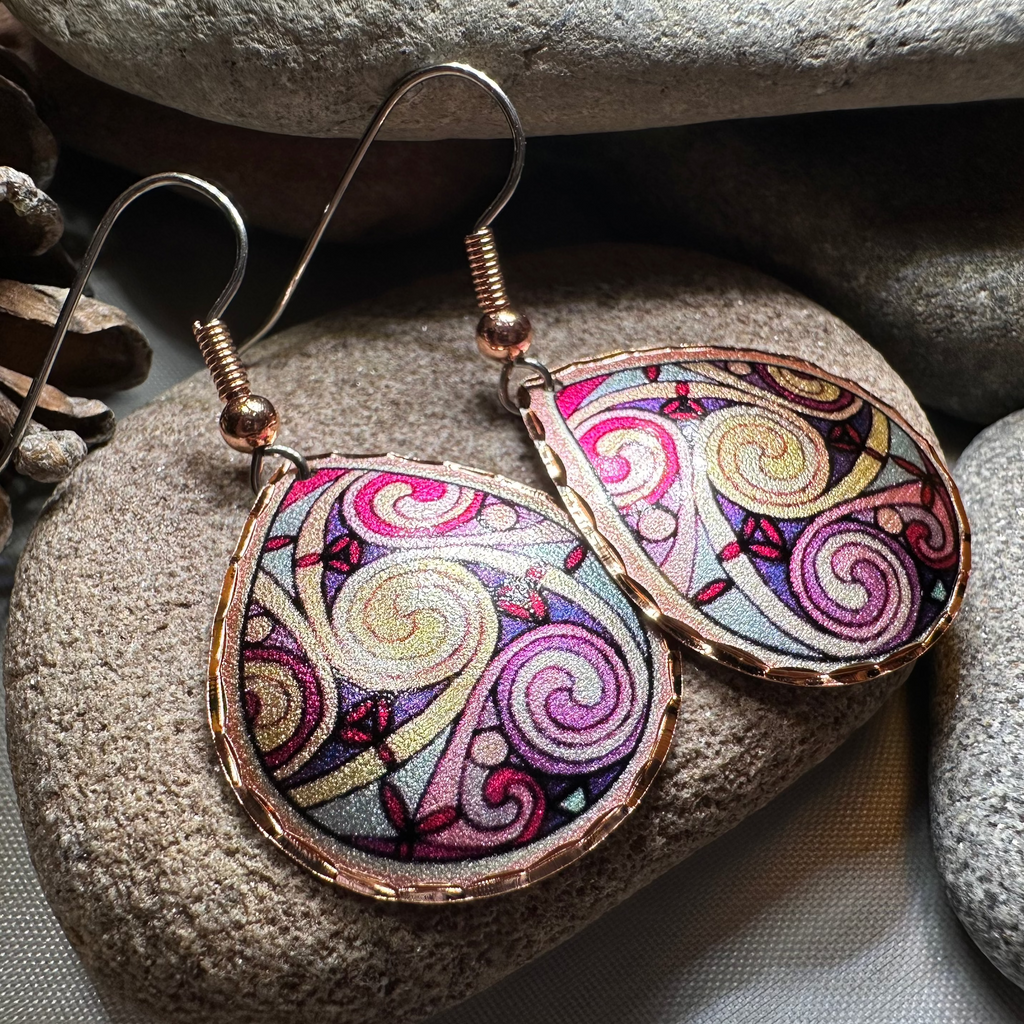 Firestorm Celtic Spiral Copper Earrings | Dangle Earrings | Wiccan Center