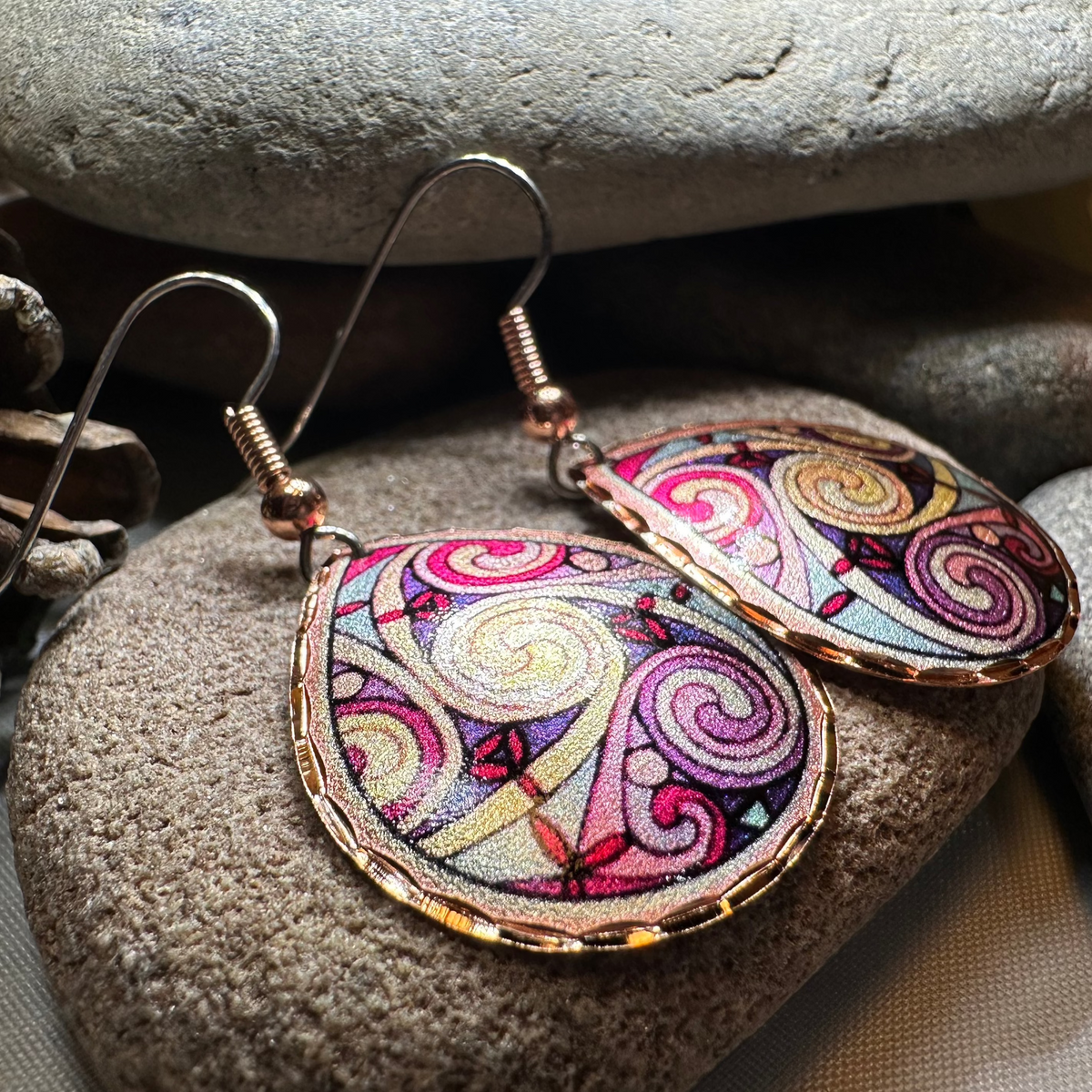 Firestorm Celtic Spiral Copper Earrings | Dangle Earrings | Wiccan Center