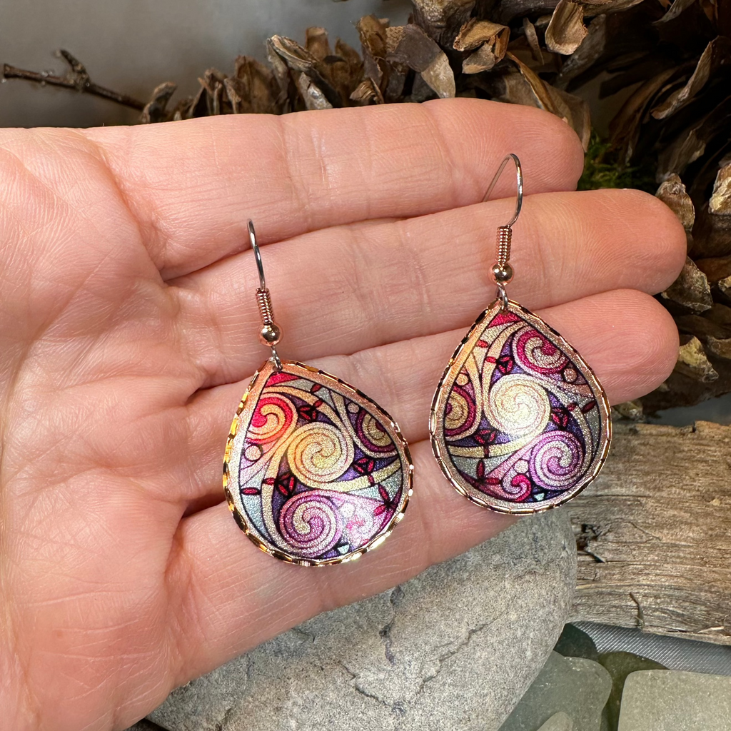 Firestorm Celtic Spiral Copper Earrings | Dangle Earrings | Wiccan Center