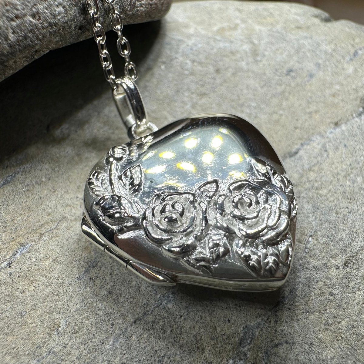 Rose Bouquet Locket Necklace in Sterling Silver | Locket | Wiccan Center