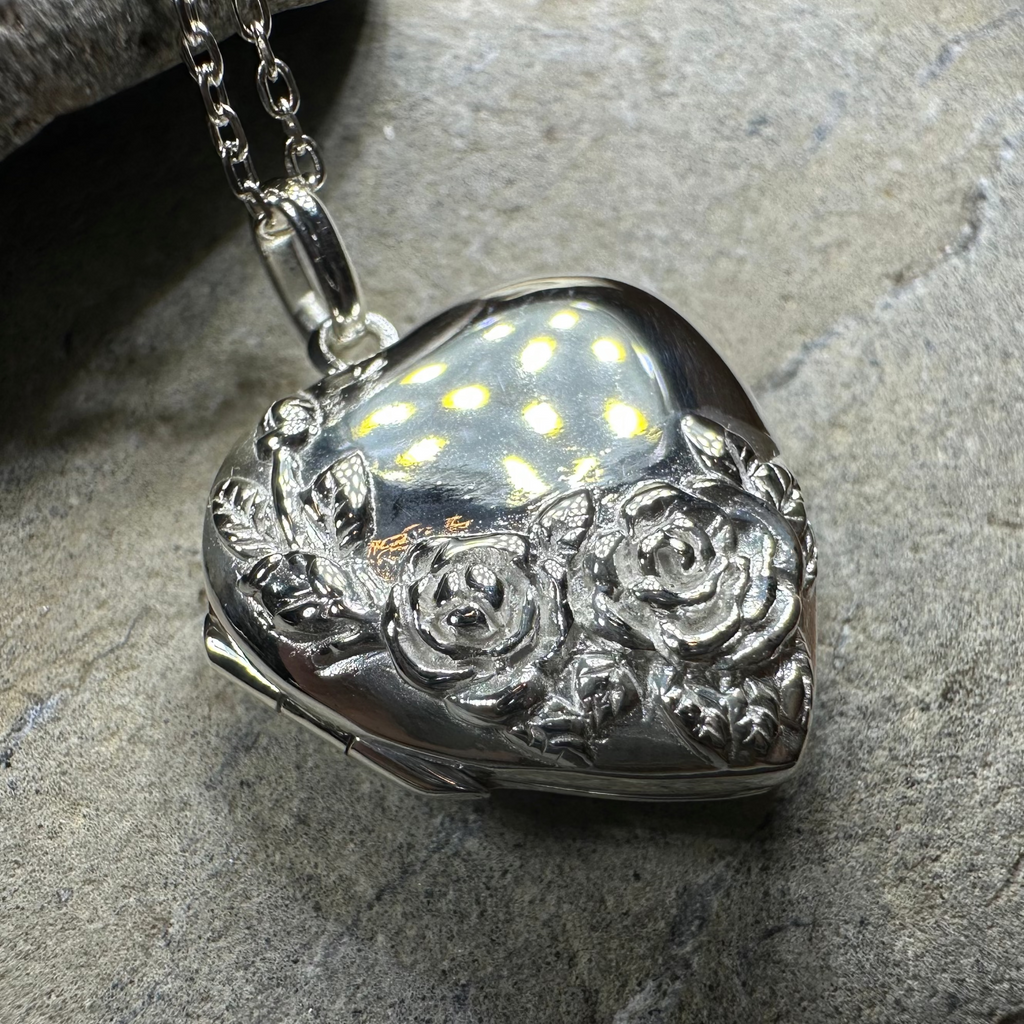 Rose Bouquet Locket Necklace in Sterling Silver | Locket | Wiccan Center