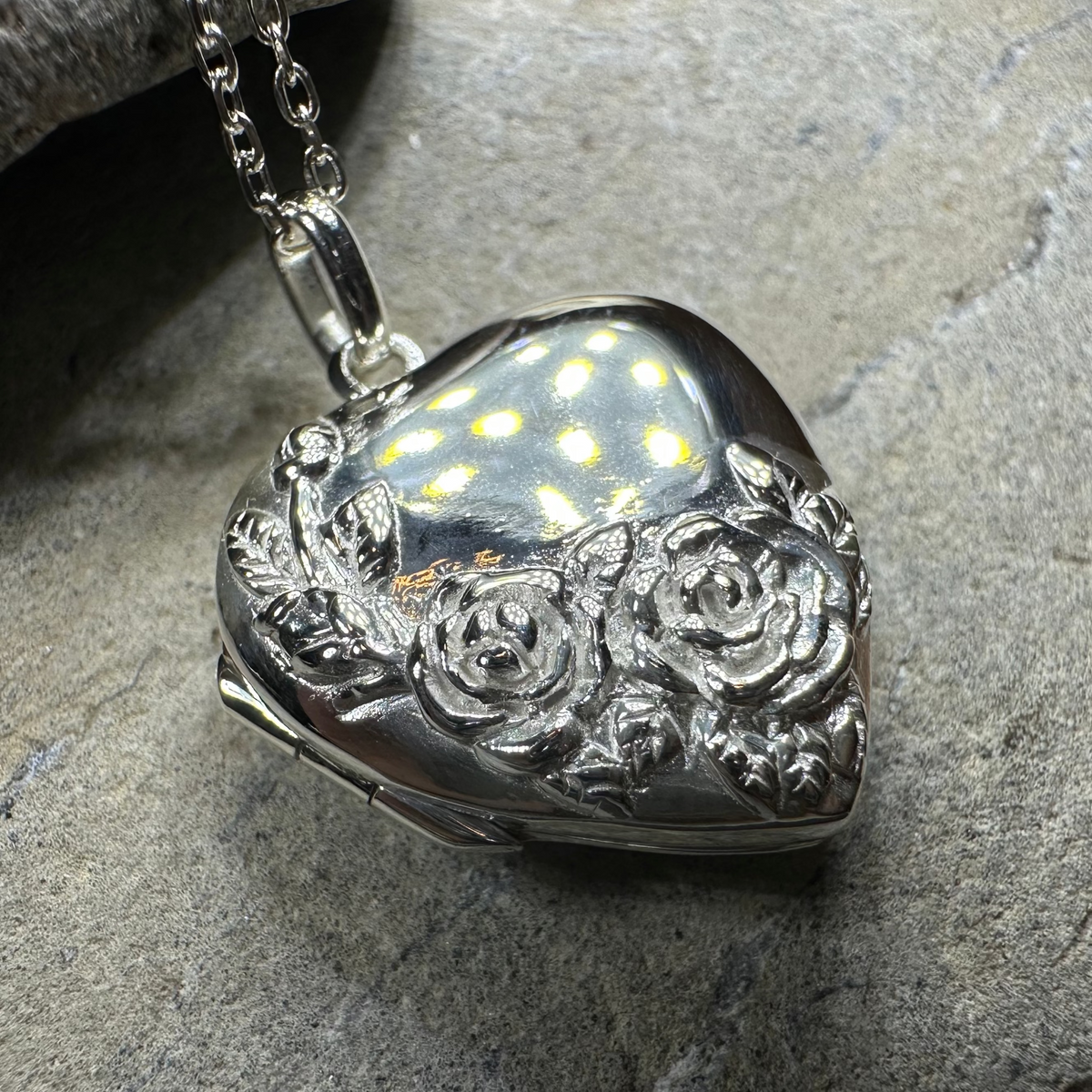 Rose Bouquet Locket Necklace in Sterling Silver | Locket | Wiccan Center