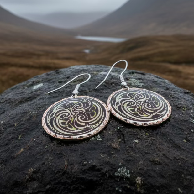 Mystical Celtic Spiral Copper Earrings | Dangle Earrings | Wiccan Center