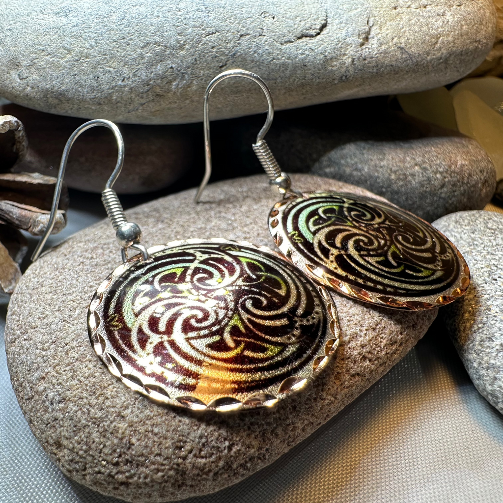 Mystical Celtic Spiral Copper Earrings | Dangle Earrings | Wiccan Center
