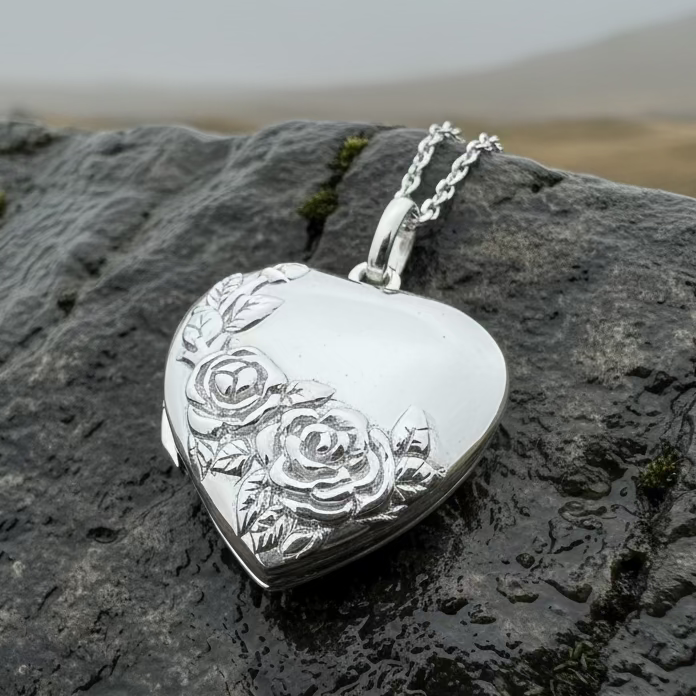 Rose Bouquet Locket Necklace in Sterling Silver | Locket | Wiccan Center
