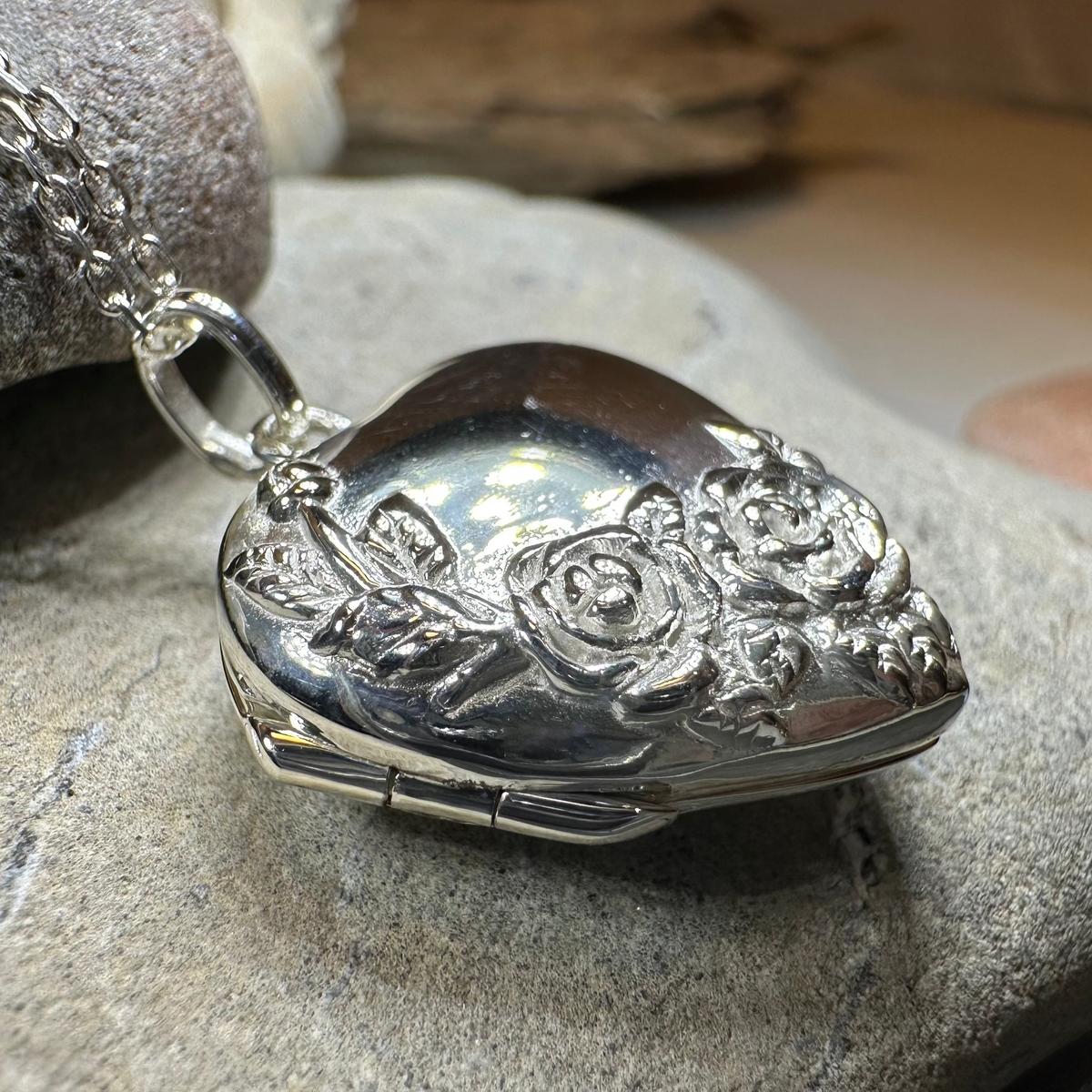 Rose Bouquet Locket Necklace in Sterling Silver | Locket | Wiccan Center