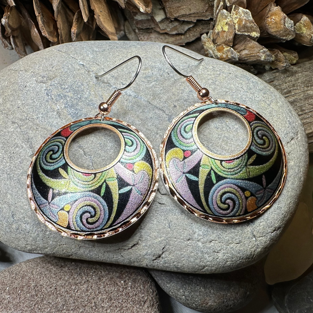 Rainswept Celtic Spiral Copper Earrings | Dangle Earrings | Wiccan Center