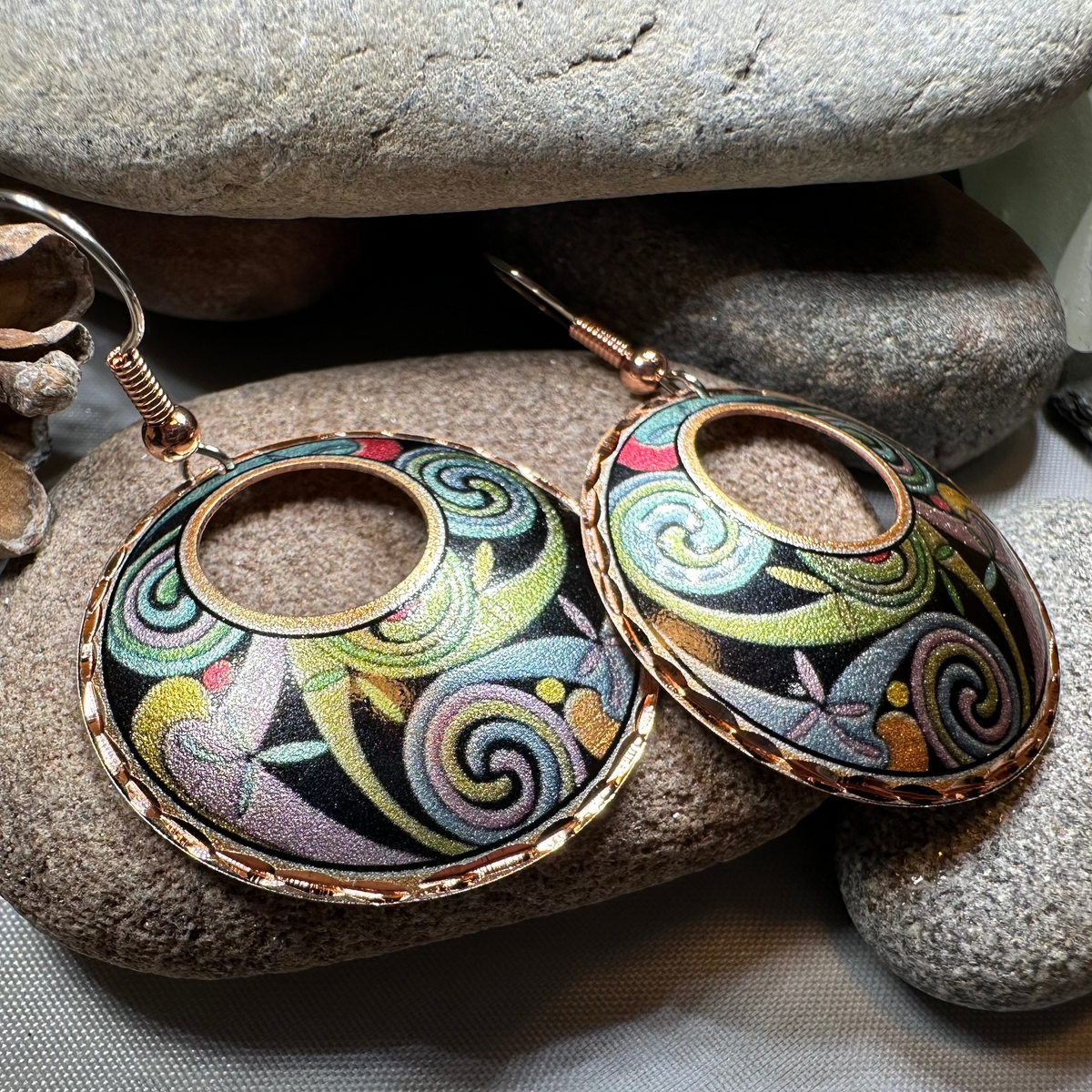 Rainswept Celtic Spiral Copper Earrings | Dangle Earrings | Wiccan Center