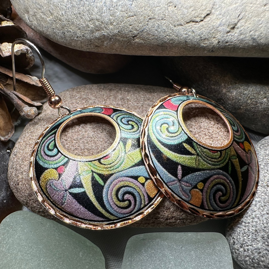 Rainswept Celtic Spiral Copper Earrings | Dangle Earrings | Wiccan Center