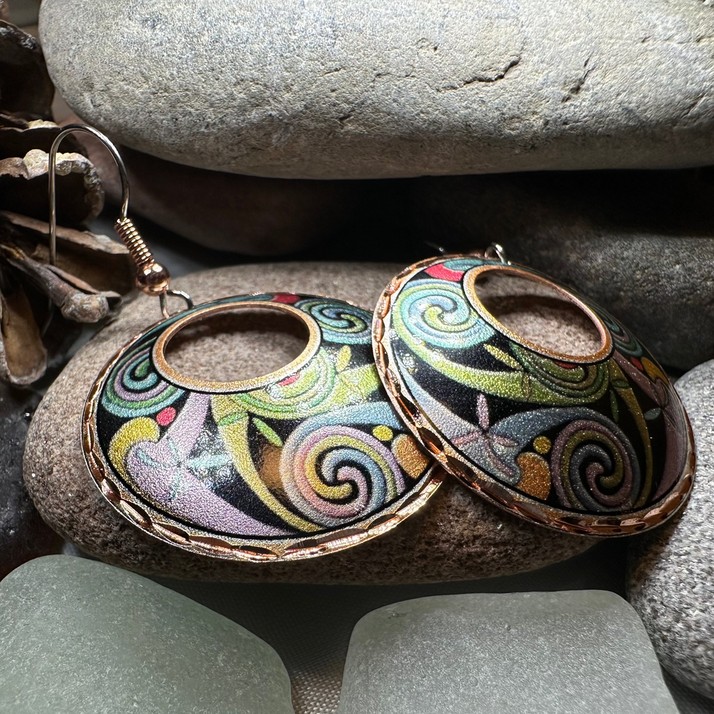 Rainswept Celtic Spiral Copper Earrings | Dangle Earrings | Wiccan Center