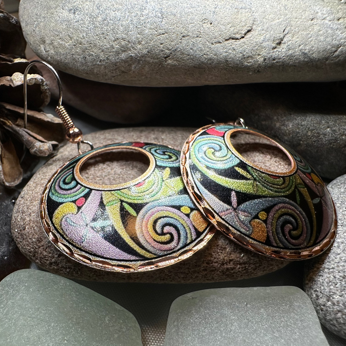 Rainswept Celtic Spiral Copper Earrings | Dangle Earrings | Wiccan Center
