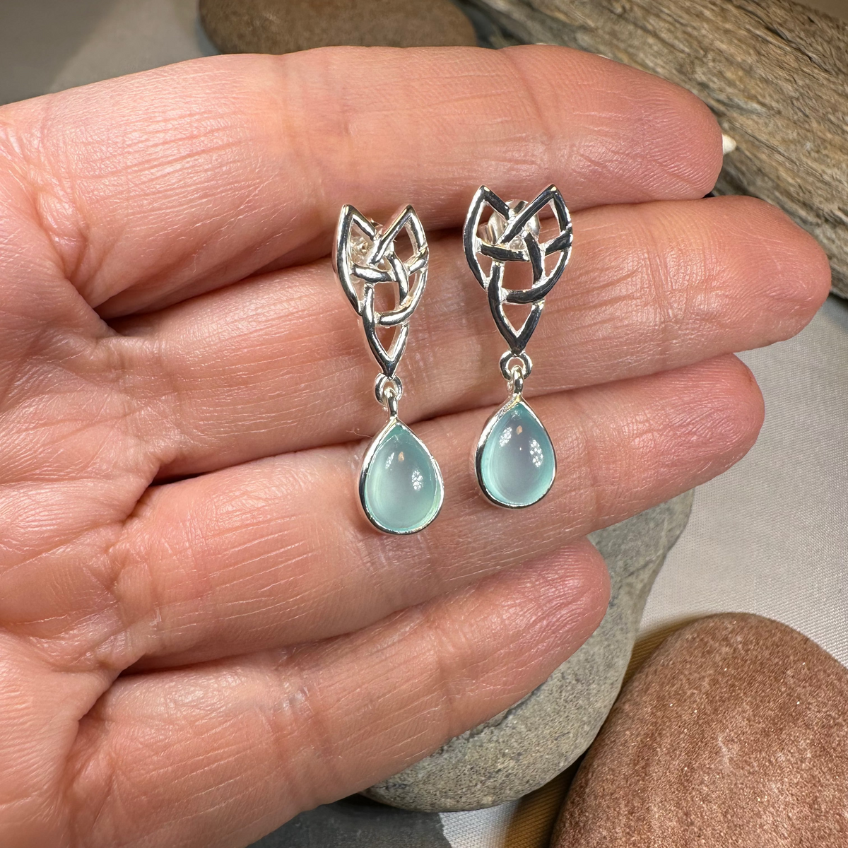 Modern Celtic Post Earrings in Sterling Silver