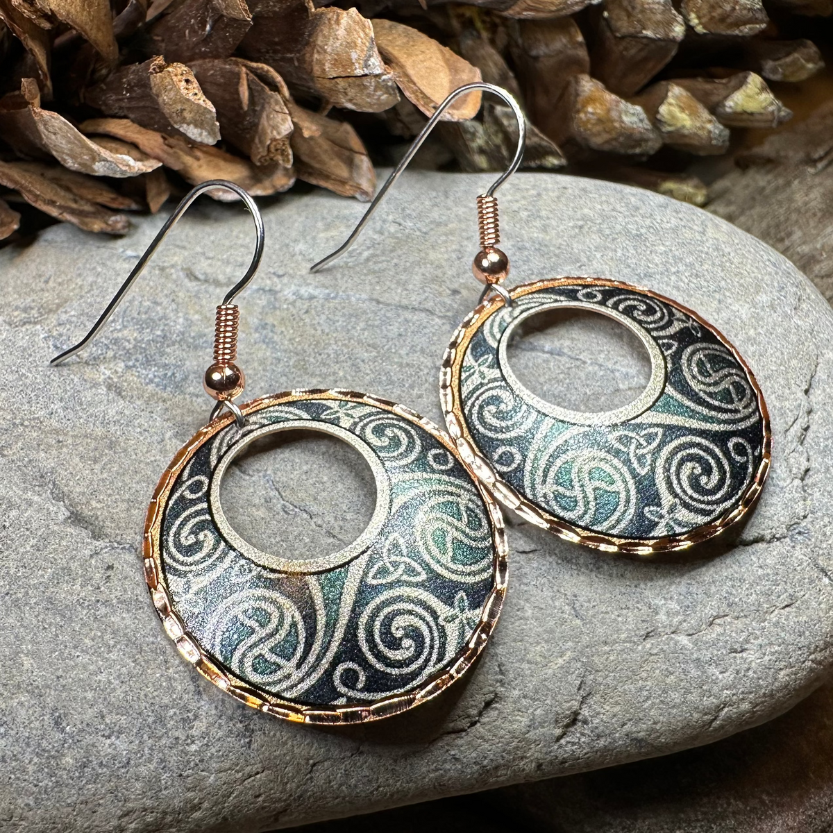 Renewal Celtic Spiral Copper Earrings | Dangle Earrings | Wiccan Center