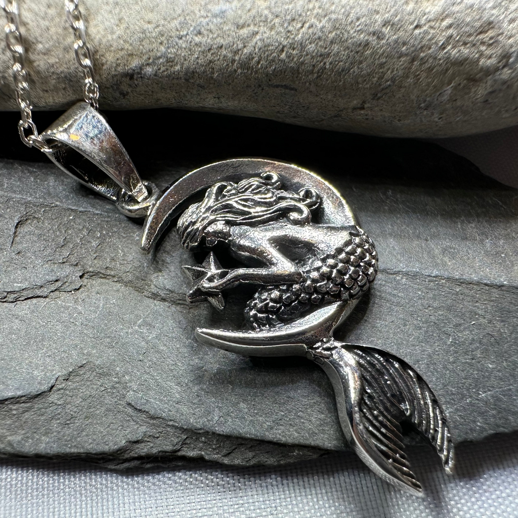 Mermaid on the Moon Necklace | Pendant | Wiccan Center
