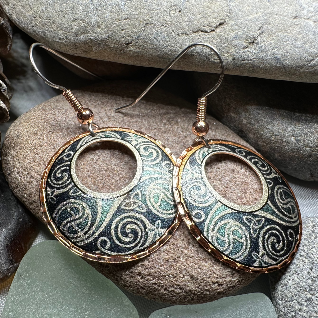Renewal Celtic Spiral Copper Earrings | Dangle Earrings | Wiccan Center
